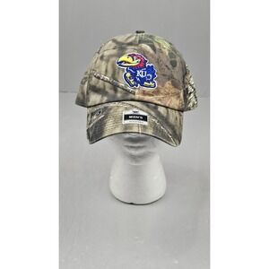 Kansas Jayhawks KU Mossy Oak Green Camo Adjustable Hat Fan Favorite Hat NCAA NEW